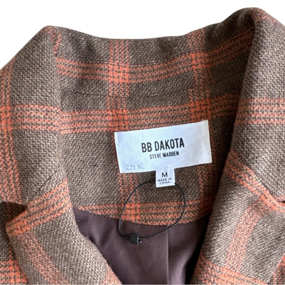 BB Dakota by Steve Madden Talk Show Host Blazer Plaid Print Size Medium NWOT - Picture 3 of 5